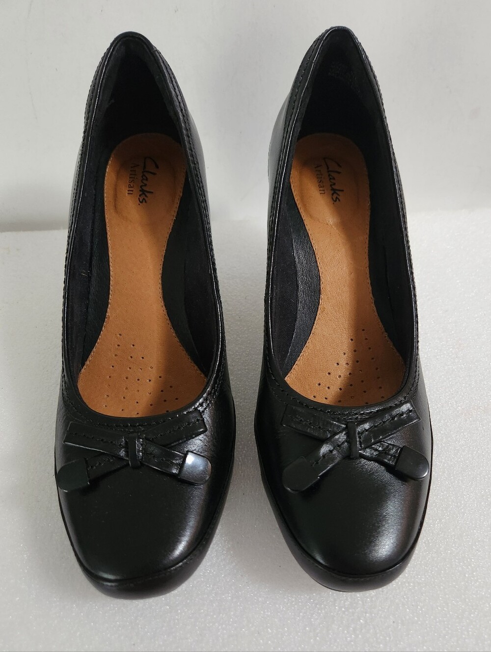 CLARK'S ARTISAN DIAMOND OPAL LEATHER WOMEN'S HEEL SHOES COLOR BLACK SIZE US 9.5M - Picture 7 of 8
